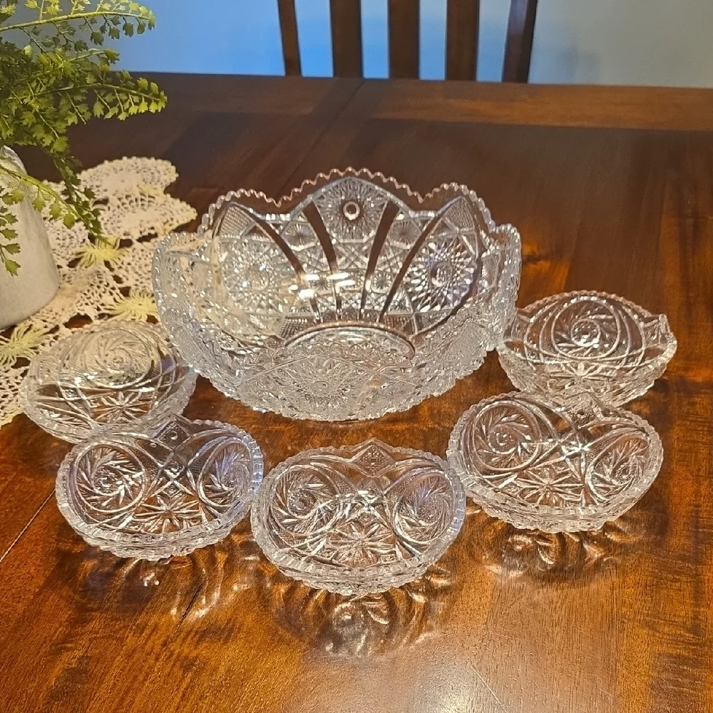 Vintage Imperial Serving Bowl And EAPG Desert Bowls - Picture 1 of 11